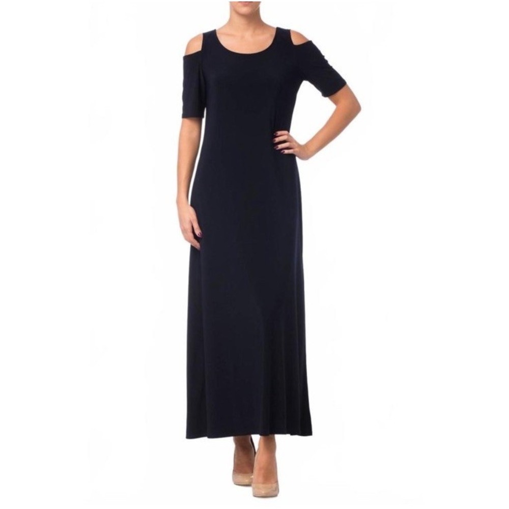 NWT Joseph Ribkoff Cold Shoulder Black Maxi Dress Size 14